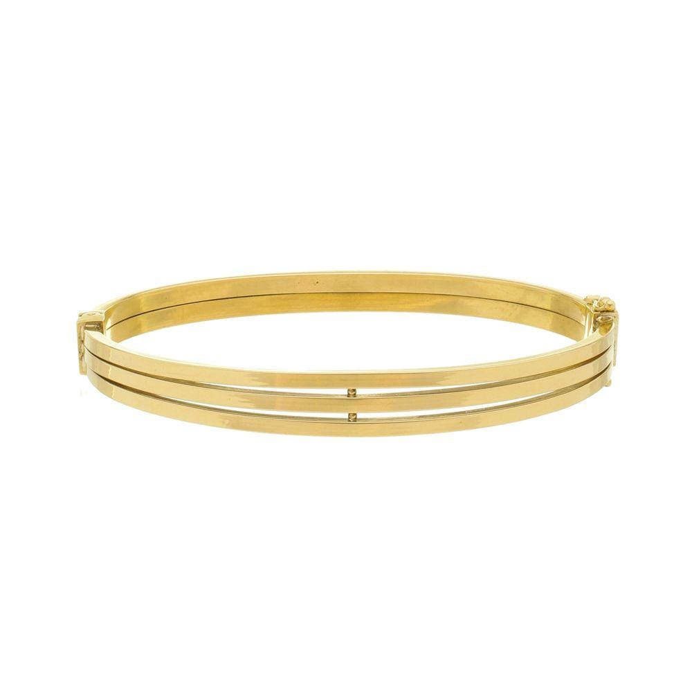 Bracelete De Ouro 18k Pulseira Grossa 3 Fios