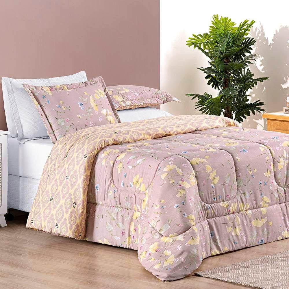 Edredom King Bouti Dupla Face 3 Peças - Lavanda