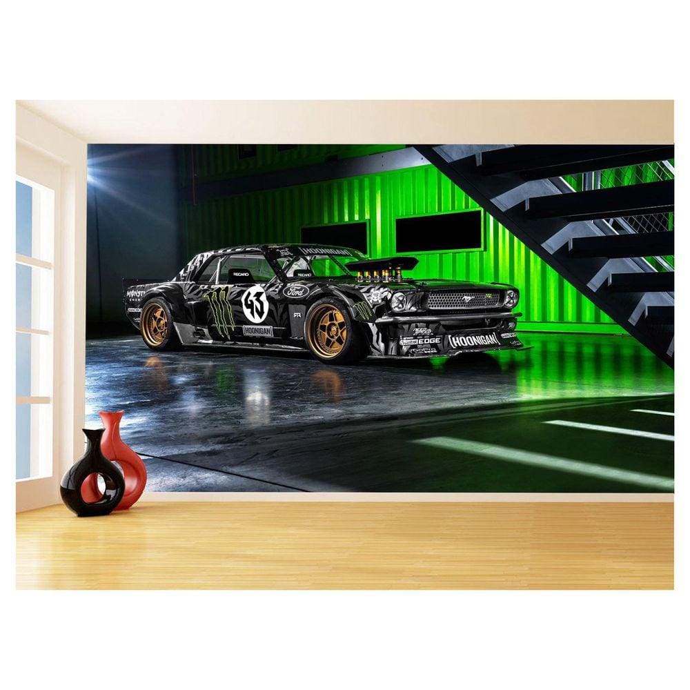 Papel De Parede 3D Carro Antigo Ford Mustang Hot 3,5M Cxr60