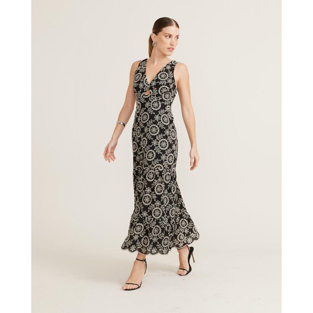 Vestido Zinzane Feminino Laise Bordado - Preto