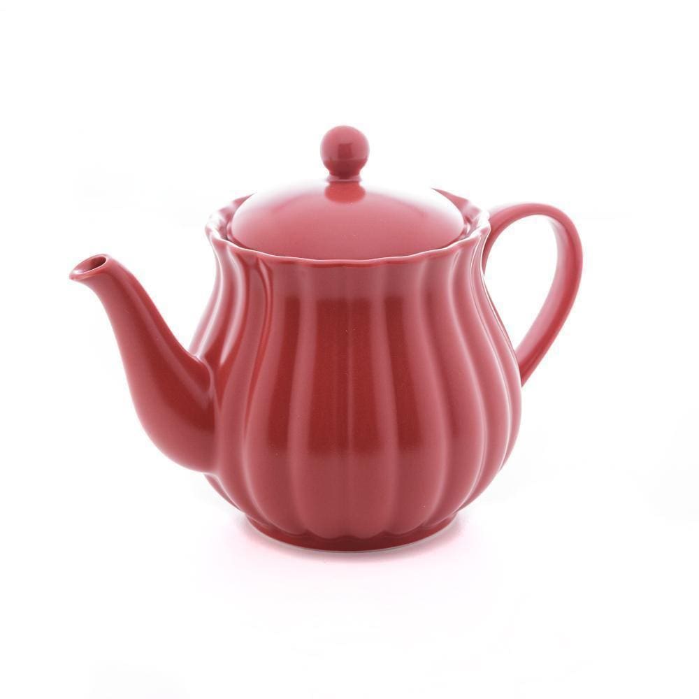 Bule P/Chá De Porcelana Pétala Vermelho Matt 950Ml