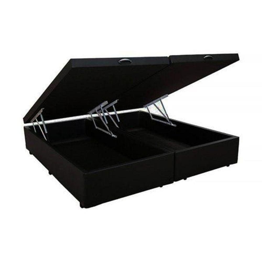 Cama Box Baú King Bipartido Suede Preto - 39x198x203