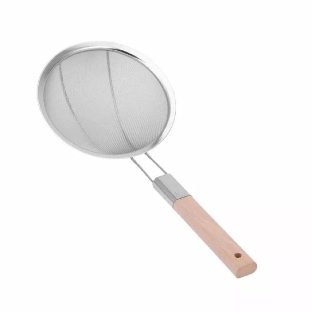 Peneira Escumadeira Inox e Madeira 18cm | Unyhome
