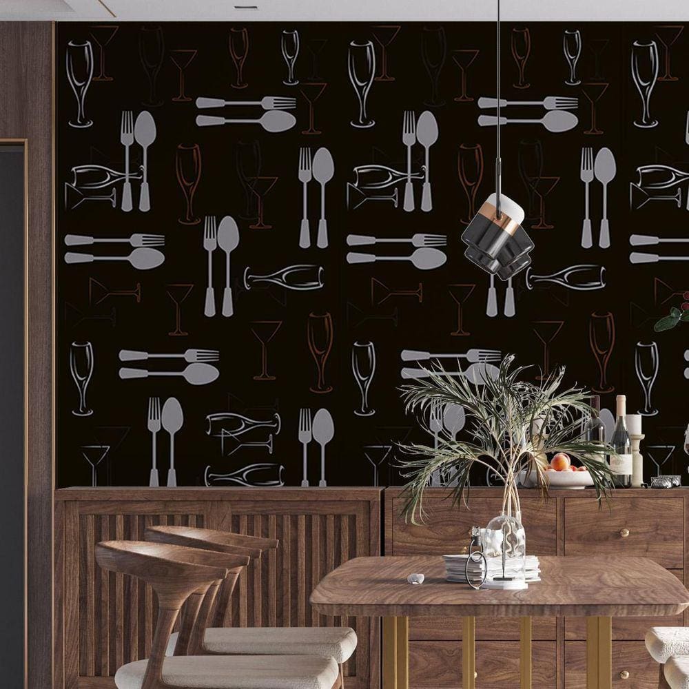 Kit 10 Rolos Papel De Parede Adesivo Cozinha Preto 3,0M