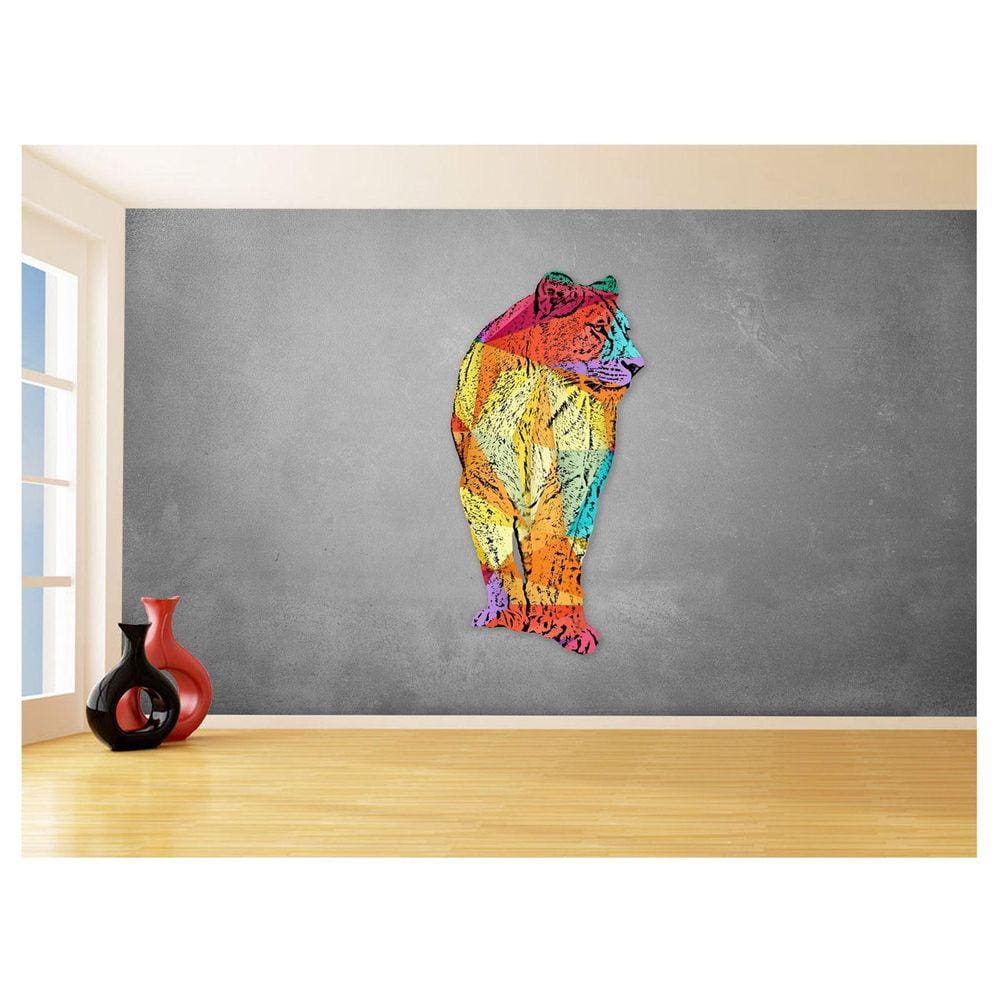 Papel De Parede Animais Pop Art Leoa Colorido 3,5M Pxa459