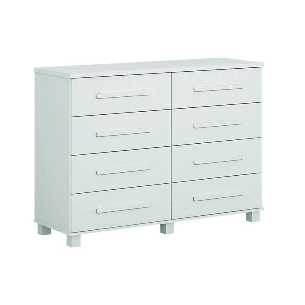 Cômoda para Quarto 8 Gavetas - San Marino-Branco - Móveis Leifer