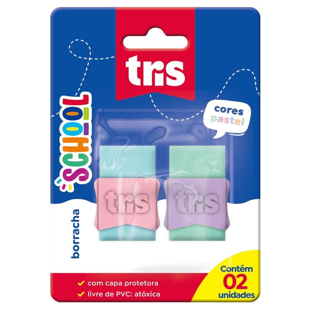 Borrachas Escolar School Cor Pastel Blister 2 Unidades Tris