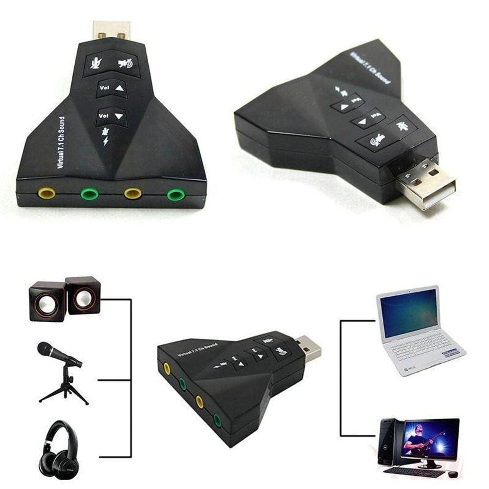 Adaptador Som USB 7.1 | Compatível Windows, Linux, MacOS