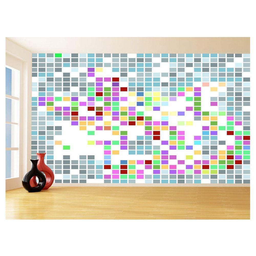 Papel De Parede Geométrico Quadrados Colorido 3,5M Gmt128