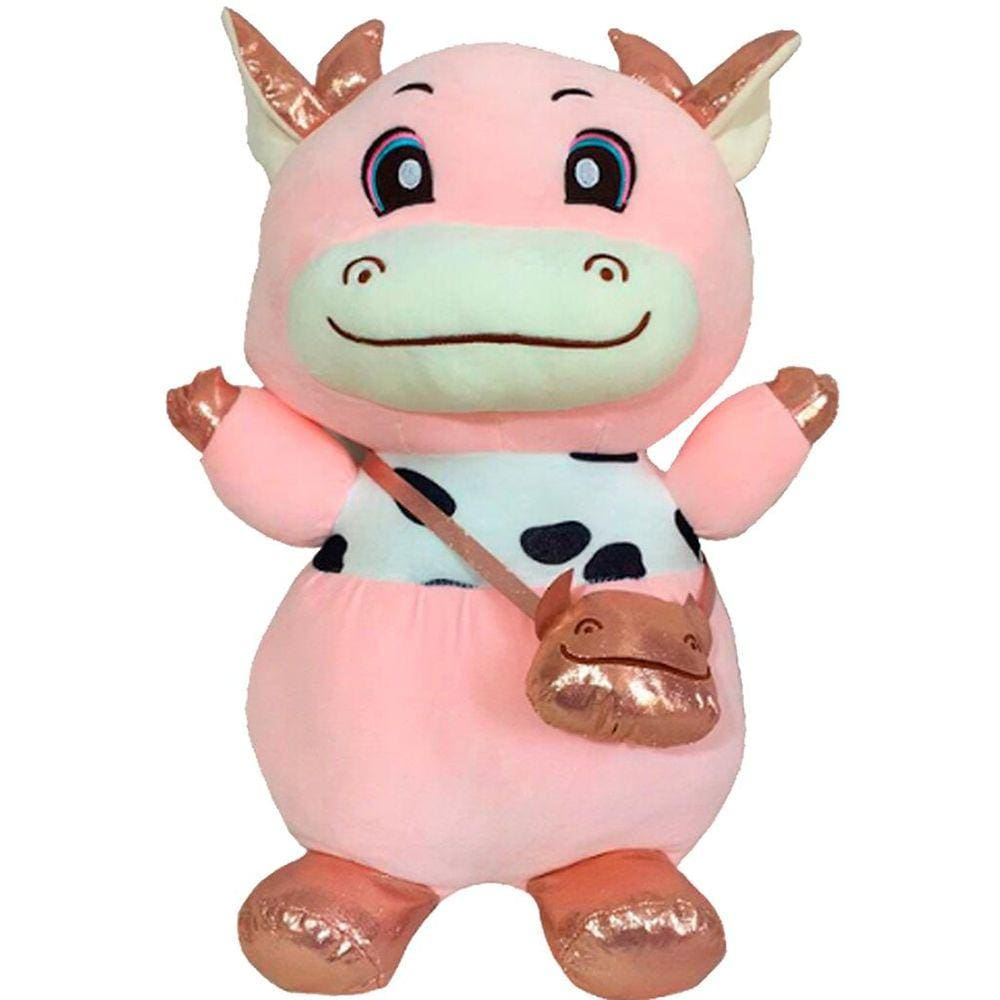 Pelúcia Vaquinha Squish Pals Rosa Colecionável 40cm Toyng