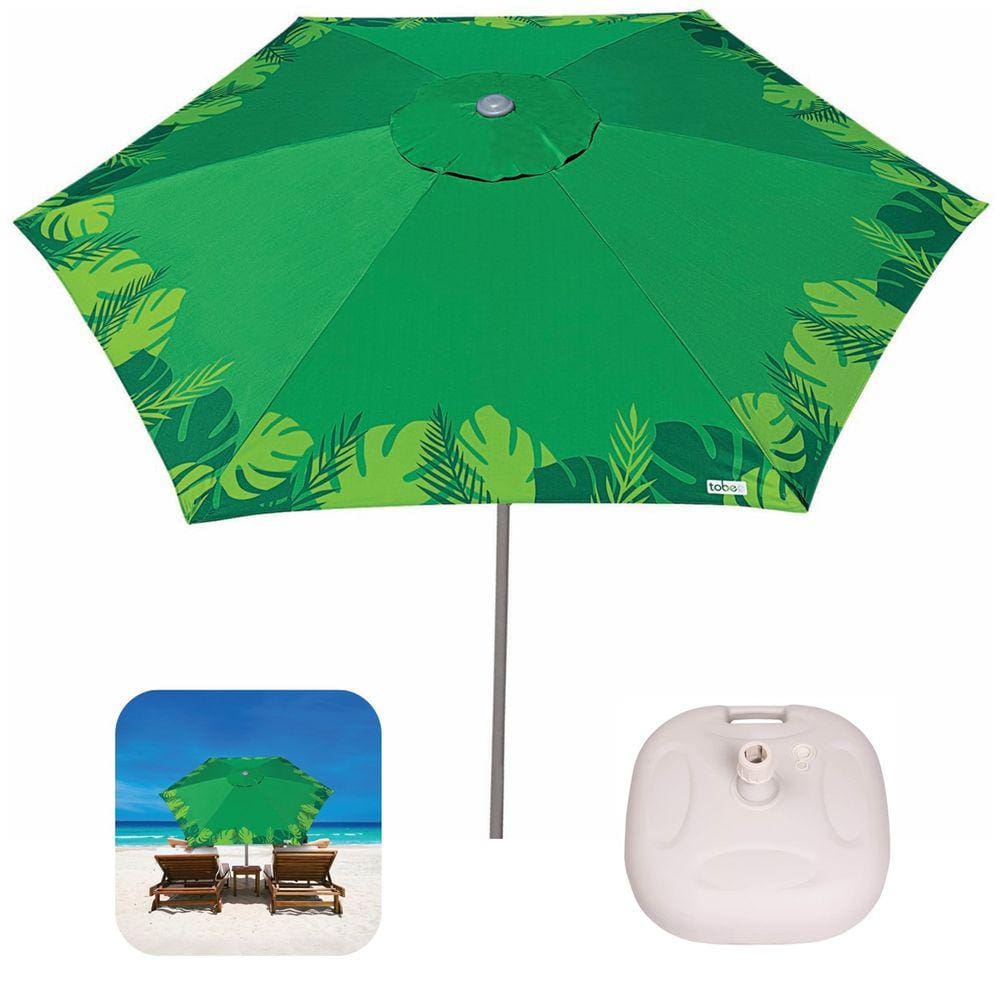 Kit Ombrelone Guarda Sol 2,4m Sombreiro Alumínio Malibu Beach Com Base Plástica Branca - Tobee