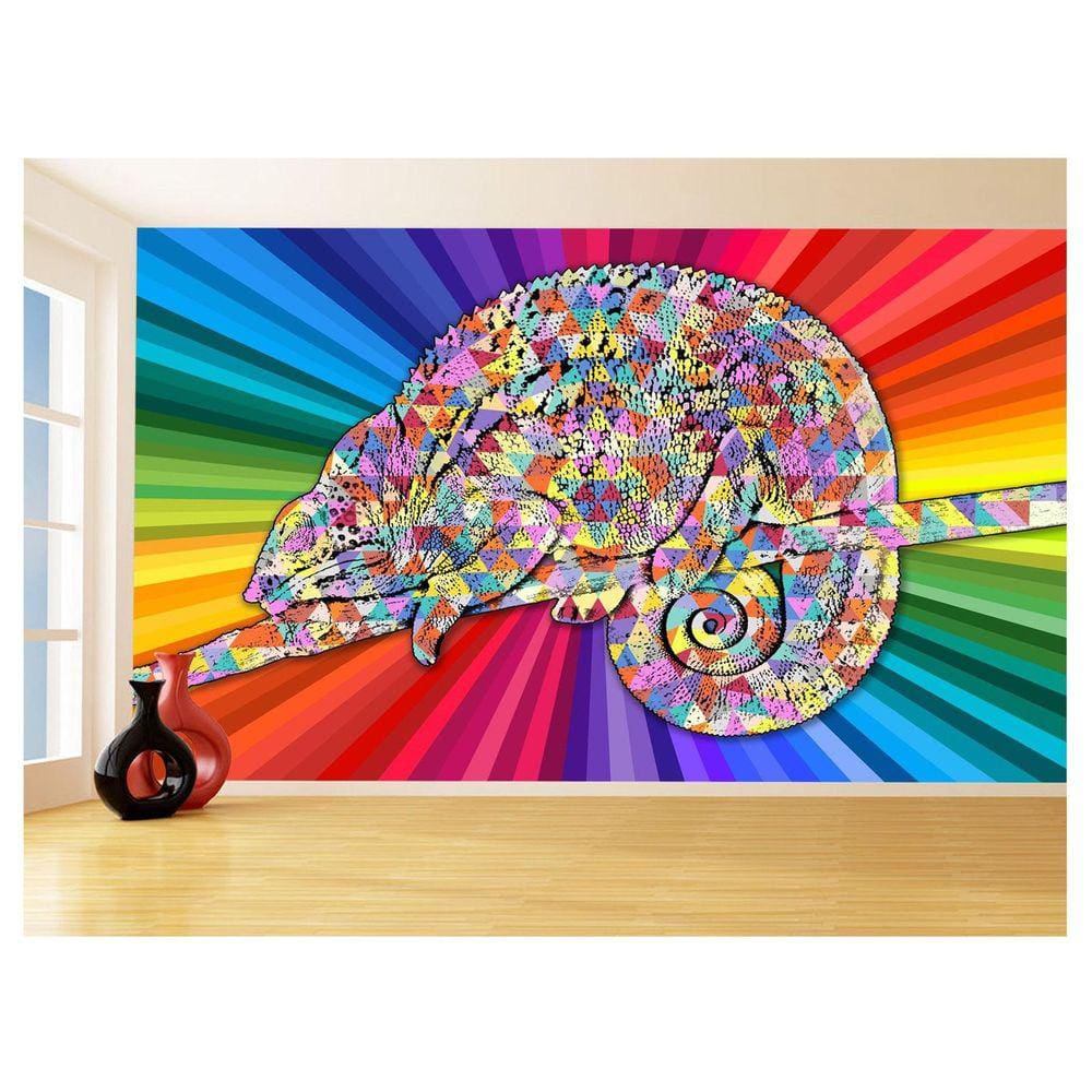 Papel De Parede 3D Animais Pop Art Camaleão Pet 3,5M Pxa12