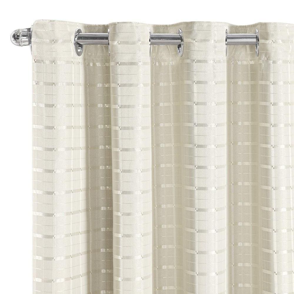 Cortina Tecido Blecaute com Voil Xadrez 5,60 m x 2,70 m Bege