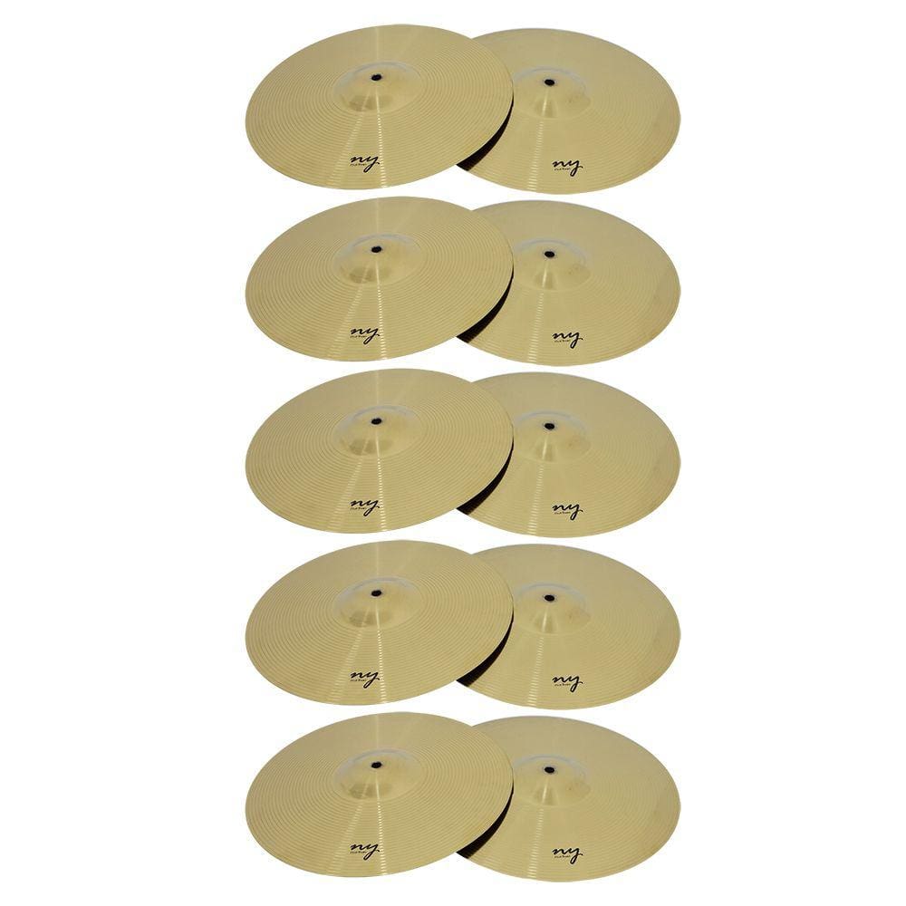 Kit 5 Pares de Pratos Splash para Bateria 12” Liga de Aço New York