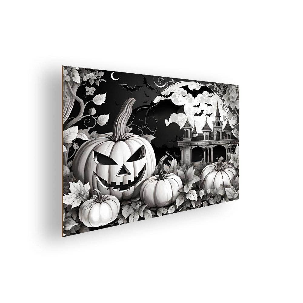 Quadro/Placa Decorativa MDF 20x28 Halloween Pumkins Gray