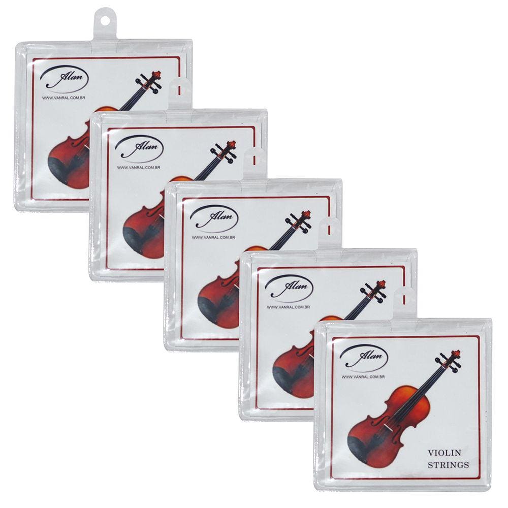 Kit 5 Encordoamentos de Aço para Violino Alan