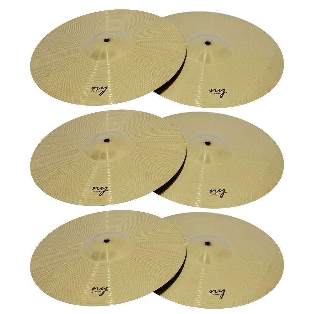 Kit 3 Pares de Pratos de Bateria Chimbal 14" Liga de Aço New York