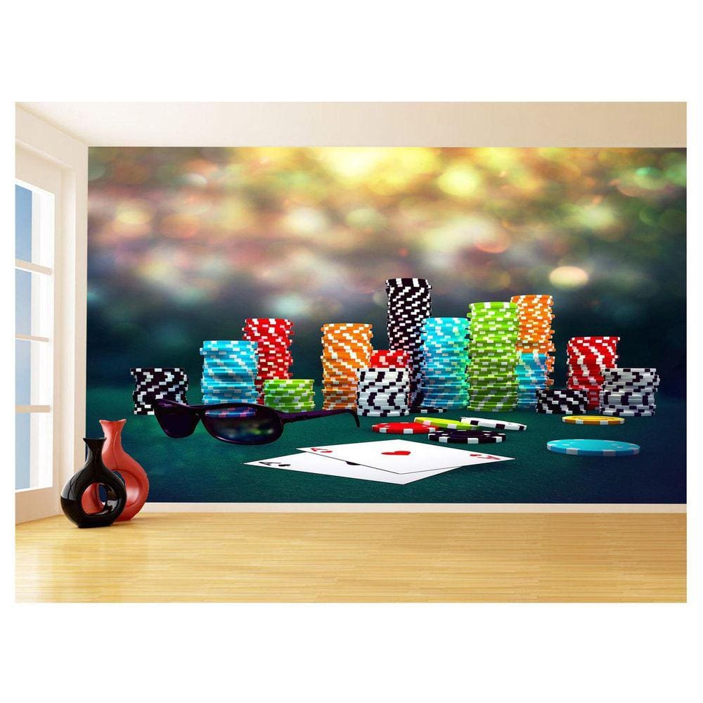 Papel De Parede 3D Salão De Jogos Cartas Poker 3,5M Jcs61
