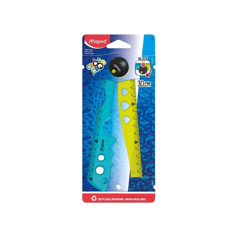 Régua Escolar Dobrável Croc Croc 15 e 30cm Decorada Crocodilo Divertida Portátil Maped