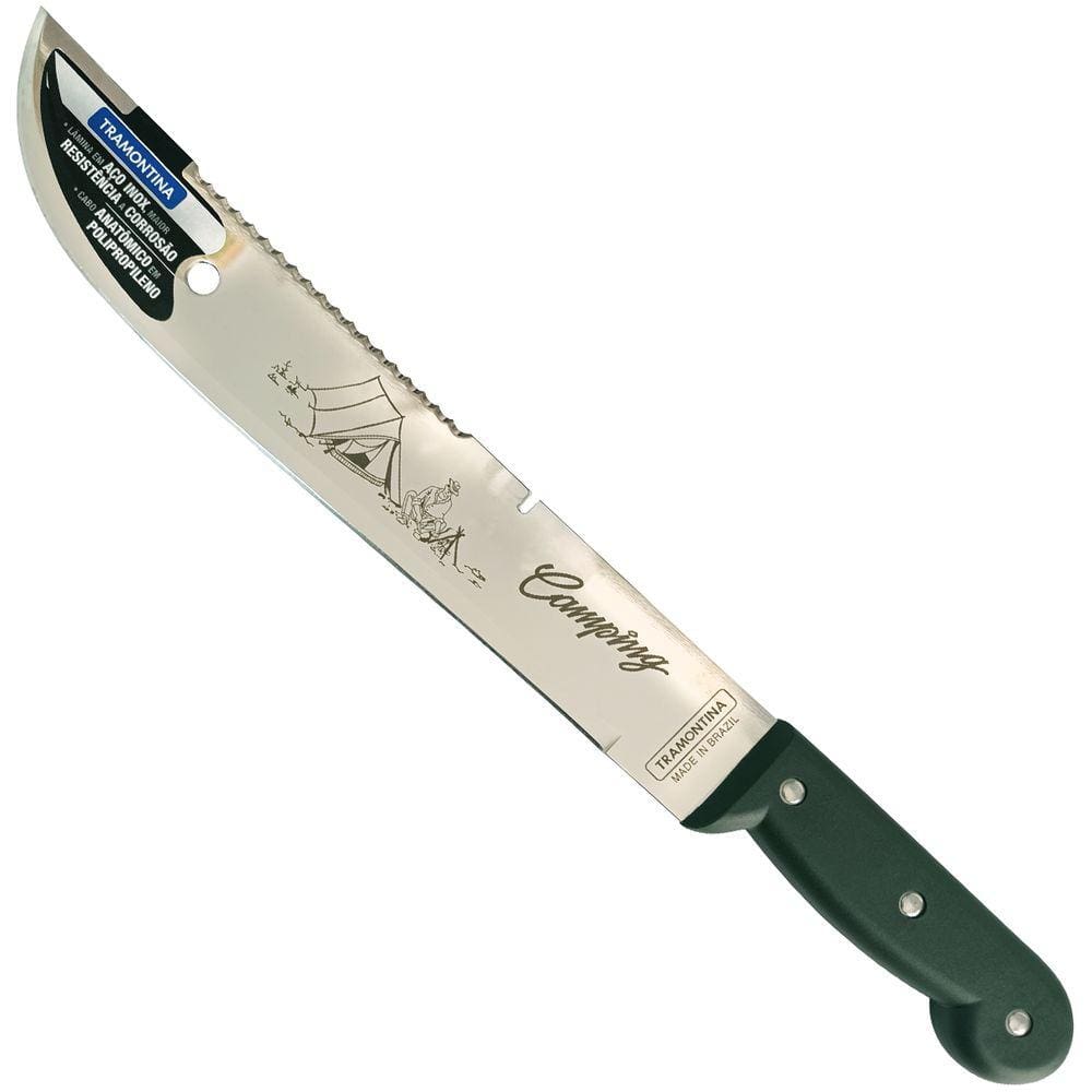 Facão Tramontina Inox 12 Polegadas para Camping Lâmina de Aço Inoxidável Cabo de Polipropileno Verde
