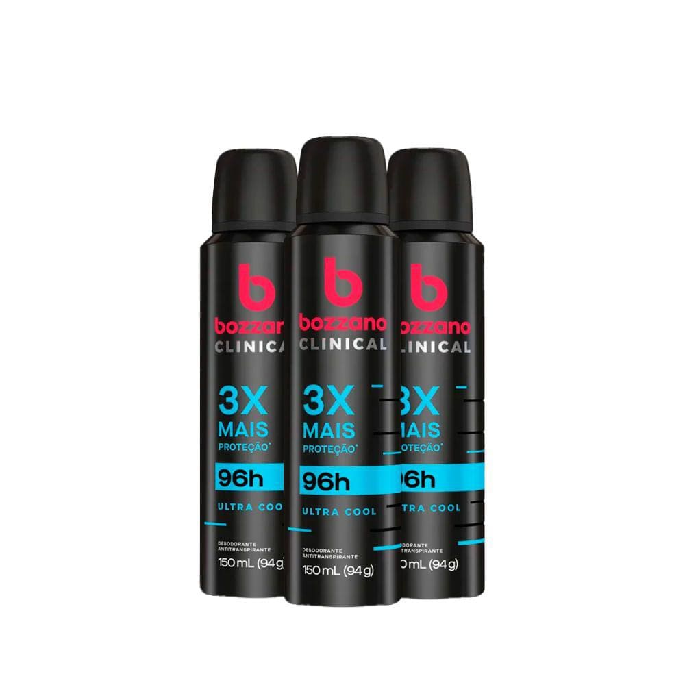 Kit Desodorante Aerosol Bozzano Clinical Ultra Cool 150ml - 3 unidades