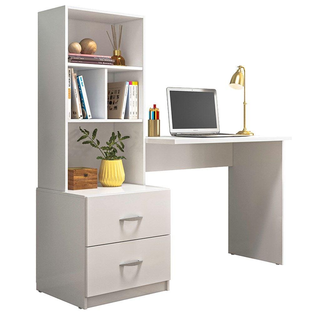 Escrivaninha Multifuncional 2 Gavetas 138cm Branco PLLA