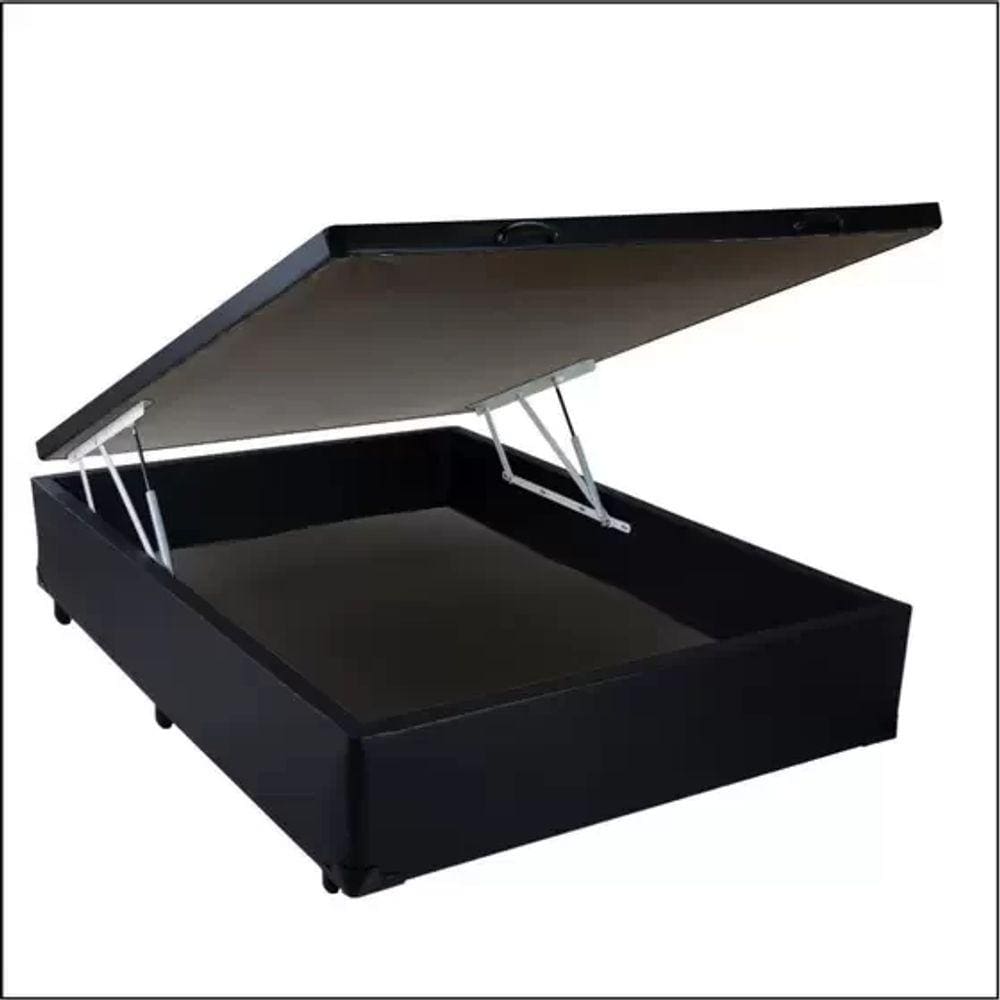 Cama Box Baú casal Sintético preto 138x188x39