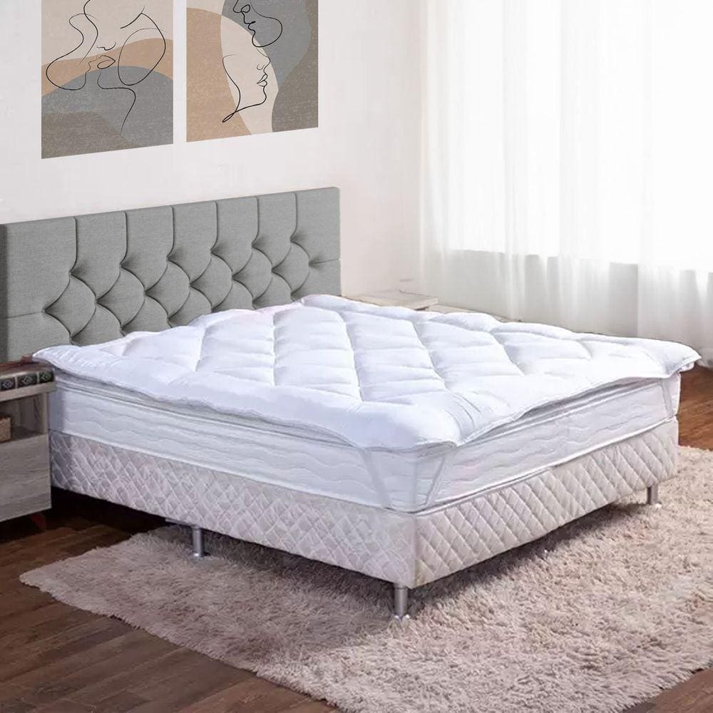 Pillow Top Protetor de Colchao Percal 400 Fios Macio Casal