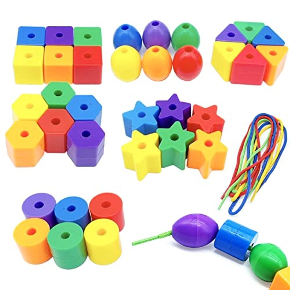 36 Pcs Jumbo Lacing contas para crianças - Montessori motor fino