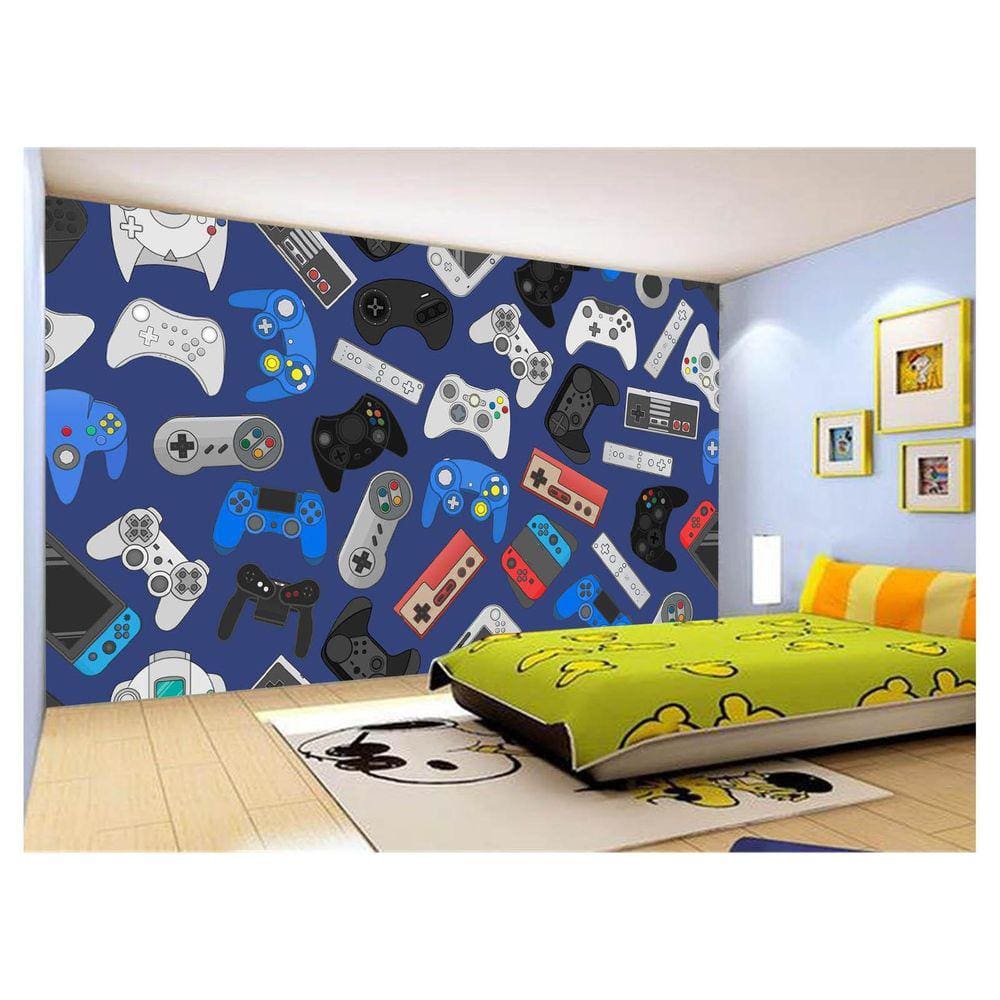 Papel De Parede 3D Infantil Controle Game Jogo 3,5M Azs239