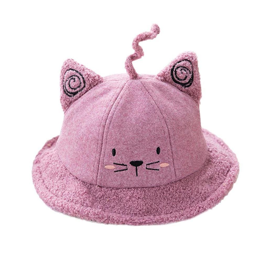Bebê moda desenho animado gato bonito outono e inverno boné quente pescador bacia chapéu