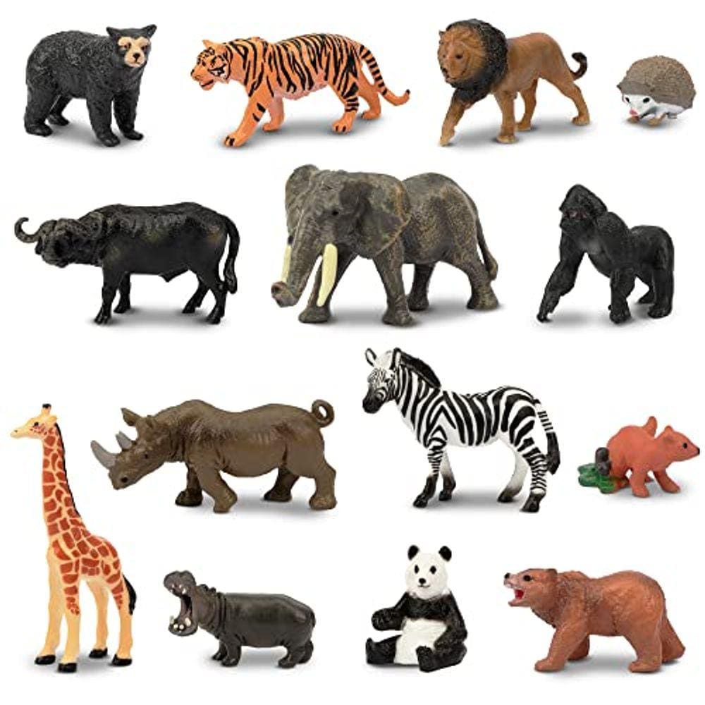 Toymany 14PCS 1-2.5 "Tiny Jungle Animal Figuras Brinquedo, Reali