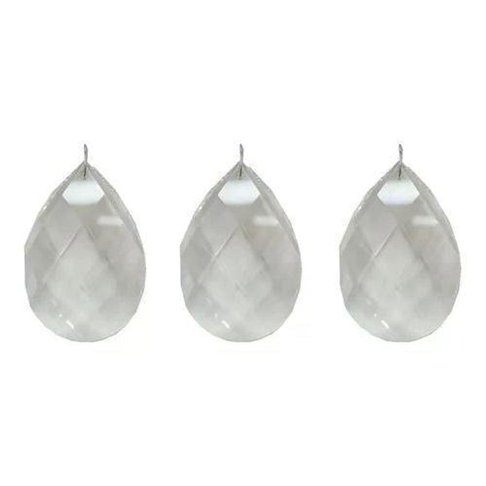 Kit 3 Cristal Gota 7,5cm Lustres Branco