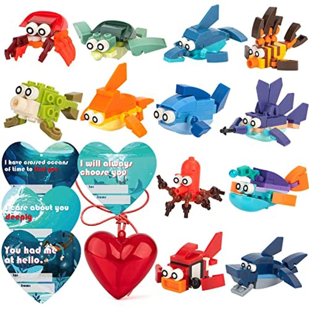 24pcs Criaturas do Mar Building Blocks Set w / Corações e Valen