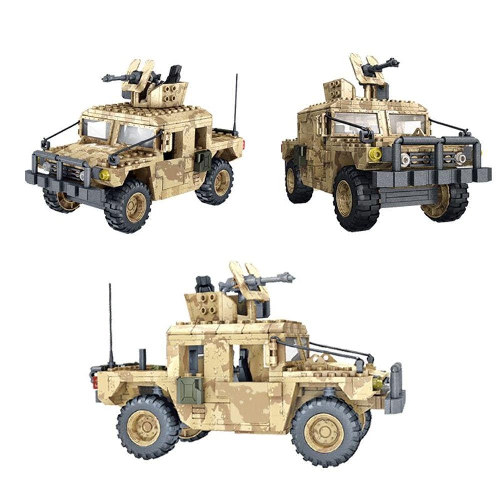 469pcs War Series Desert Hummer Jeep Blocos de construção militar define figuras tijolos brinquedos crianças| Blocos (Amarelo)