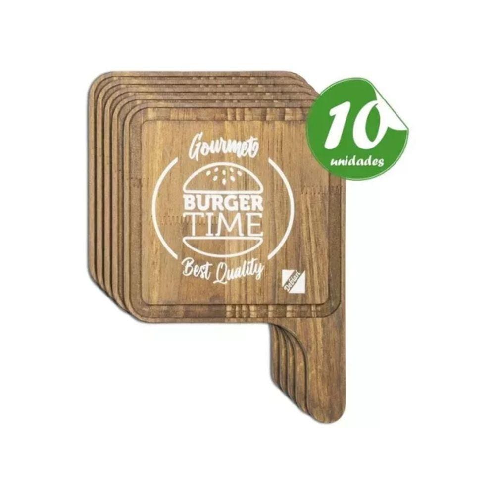 Kit Tábuas Hamburguer 10 Peças Rústicas