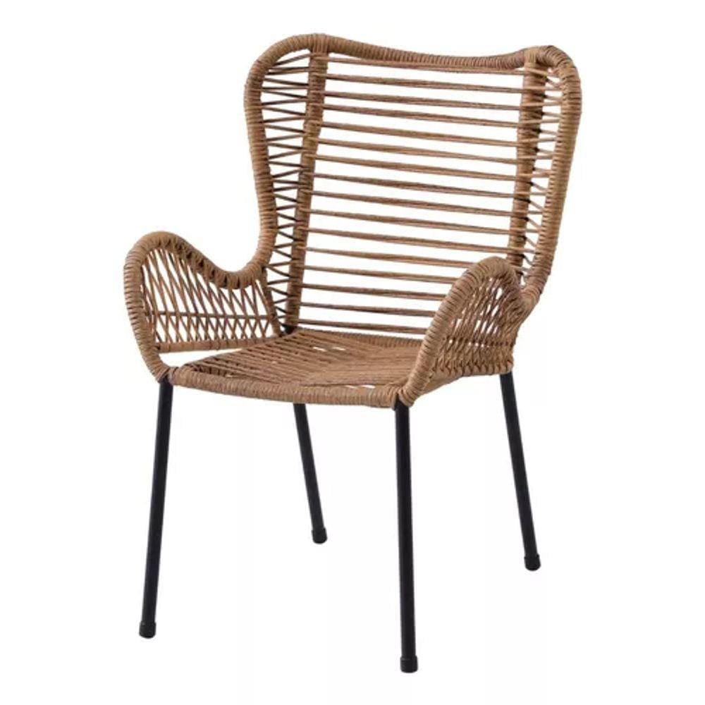 Cadeira Aço Vime Rattan Jardim Varanda 90x64x62cm Até 110kg