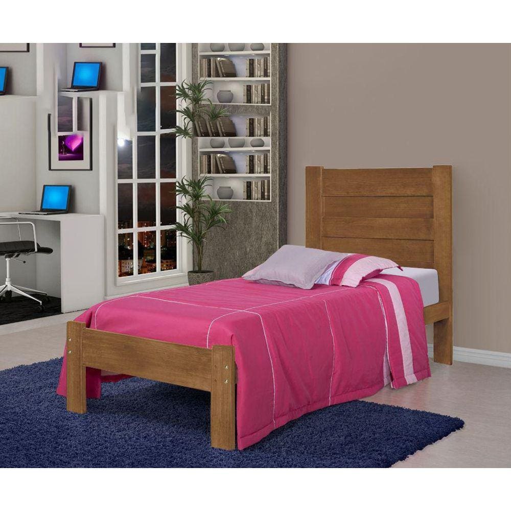 Cama de Solteiro Lara de Madeira Maciça Pinus