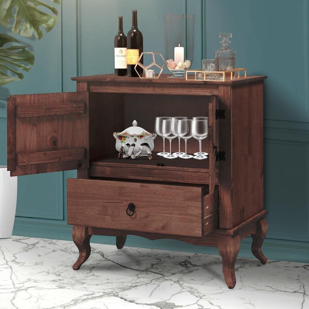 Buffet Clássico Madeira Maciça Pés Luis XV Marrom Shop JM
