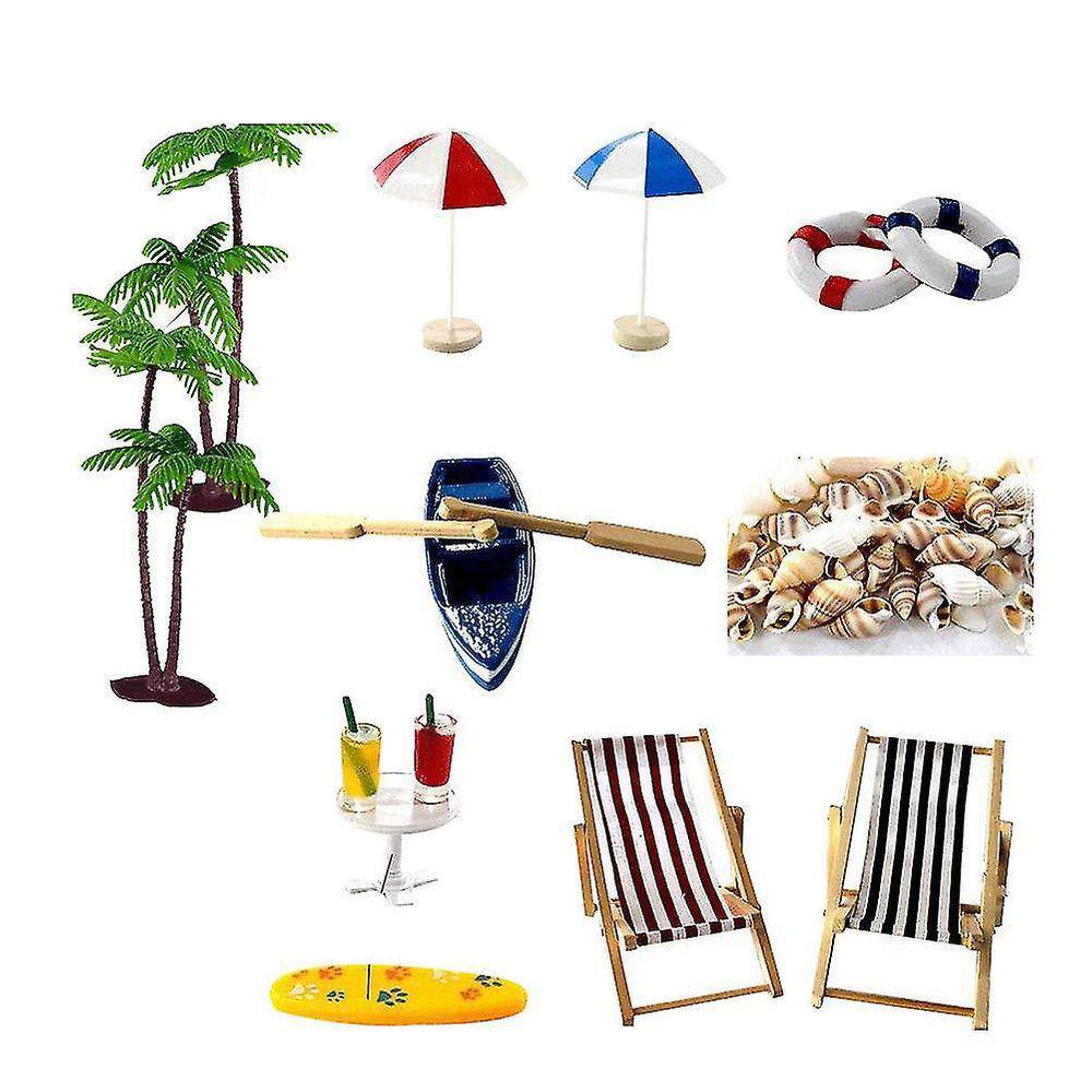 1 Conjunto Resina Criativa Ornamnet Summer Beach Micro Artificial