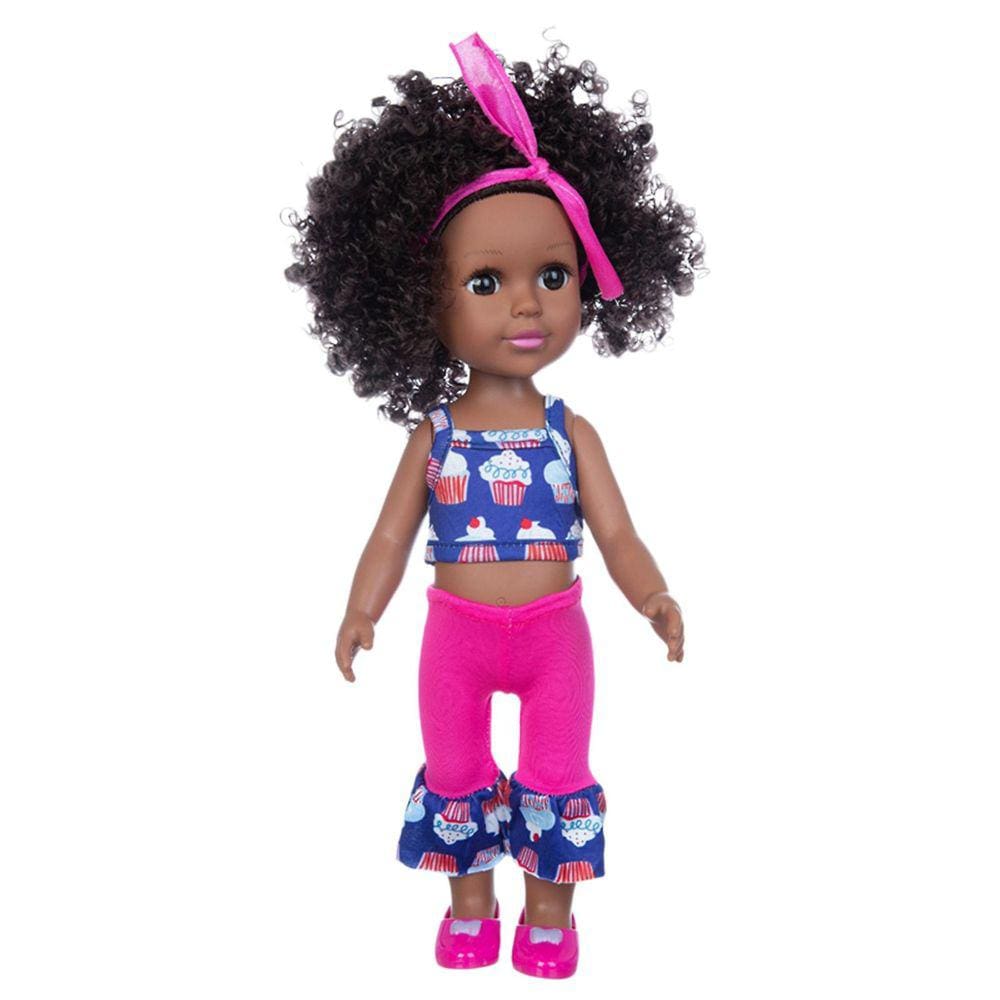 Black African Black Baby Cute Curly Black 35cm Vinyl Baby Toy