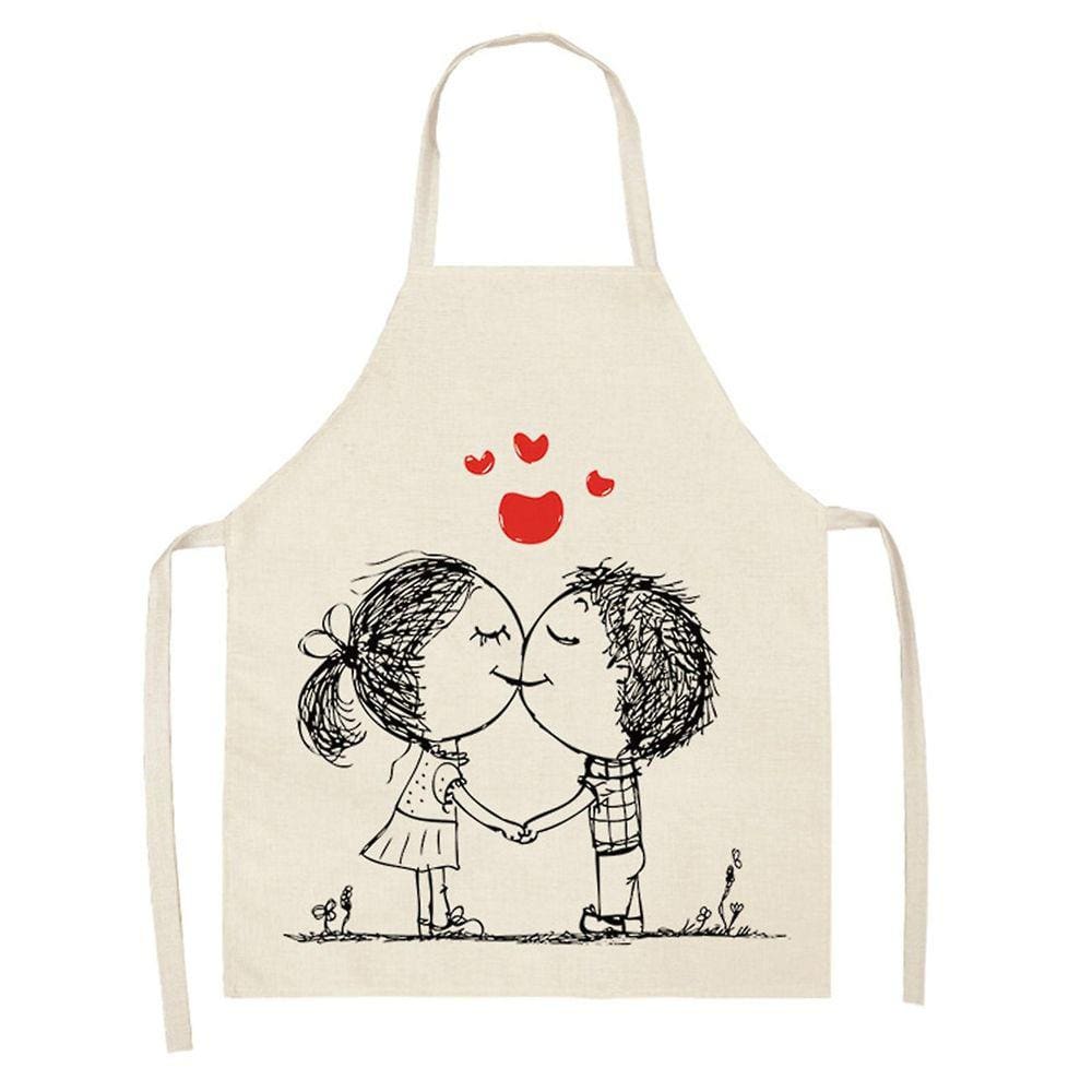 1 peça pai adulto The Family Kitchen Valentine`s Day Print Aventais de linho para família