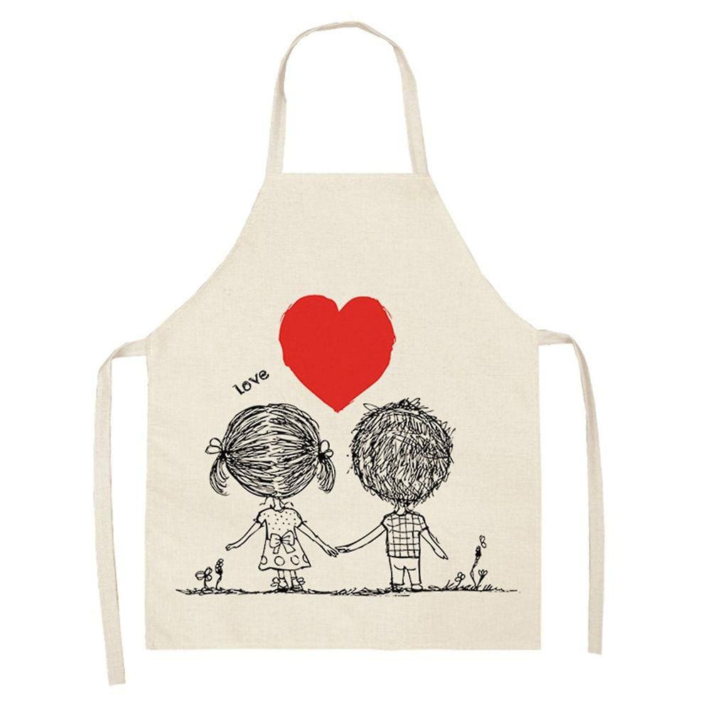 1 peça pai adulto The Family Kitchen Valentine`s Day Print Aventais de linho para família