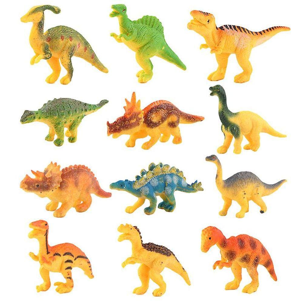 12 conjuntos de simulação colorida de ornamento do modelo de traje de dinossauro