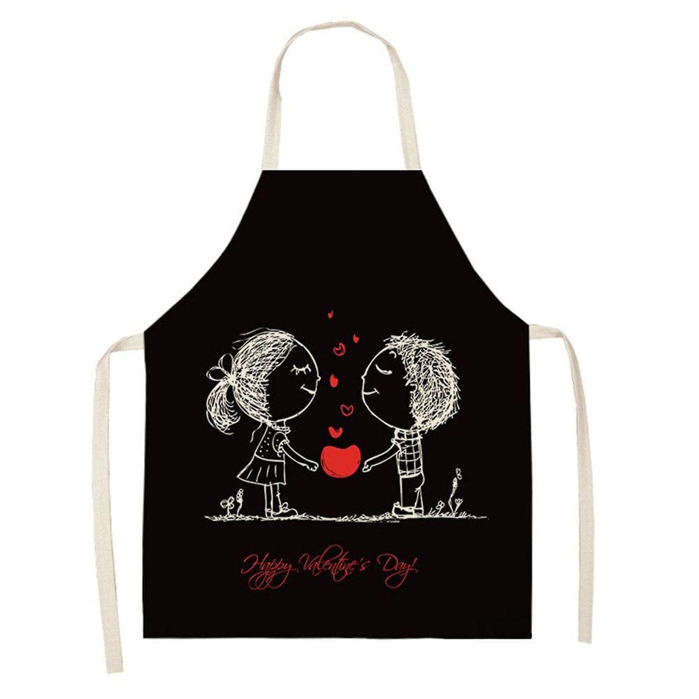 1 peça pai adulto The Family Kitchen Valentine`s Day Print Aventais de linho para família