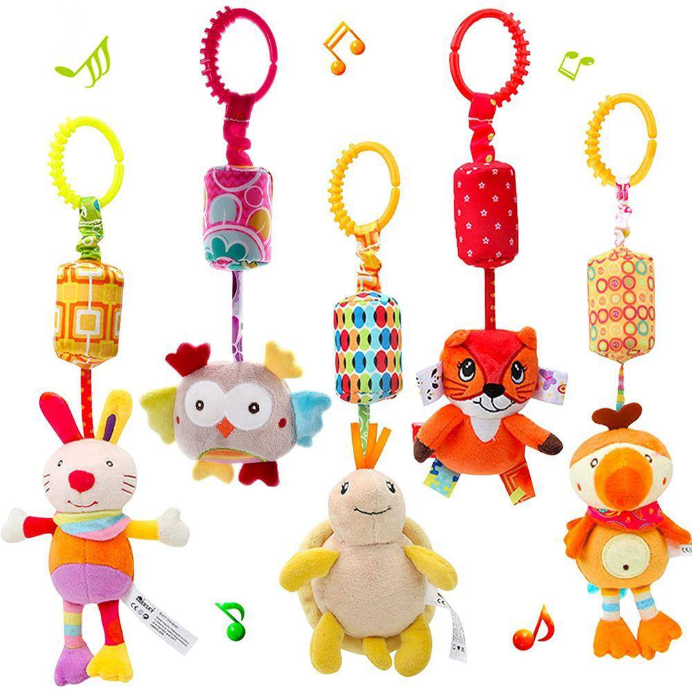 Brinquedo pendurado para bebês, desenho animado, bicho de pelúcia, chocalho, sino, carrinho, brinquedos