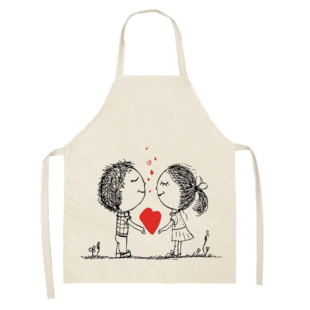 1 peça pai adulto The Family Kitchen Valentine`s Day Print Aventais de linho para família