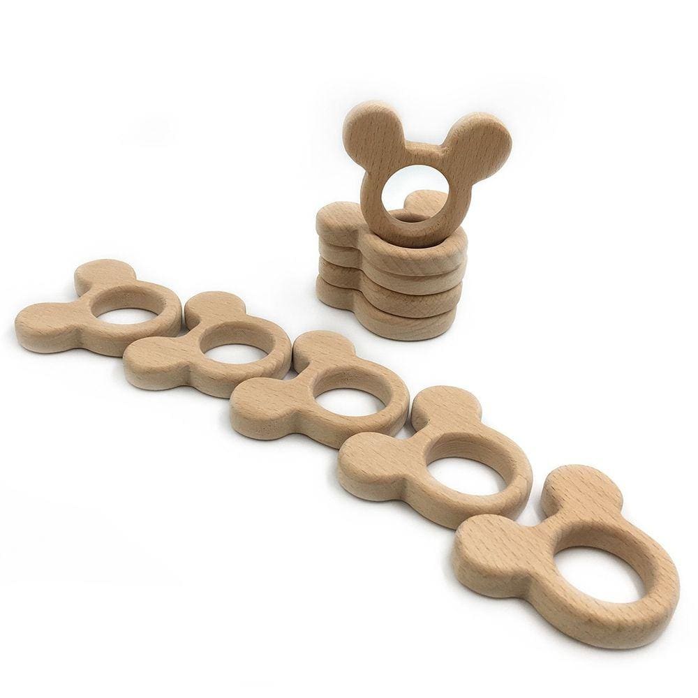 10pcs madeira l mordedor bba livre cartoon animal wood bab
