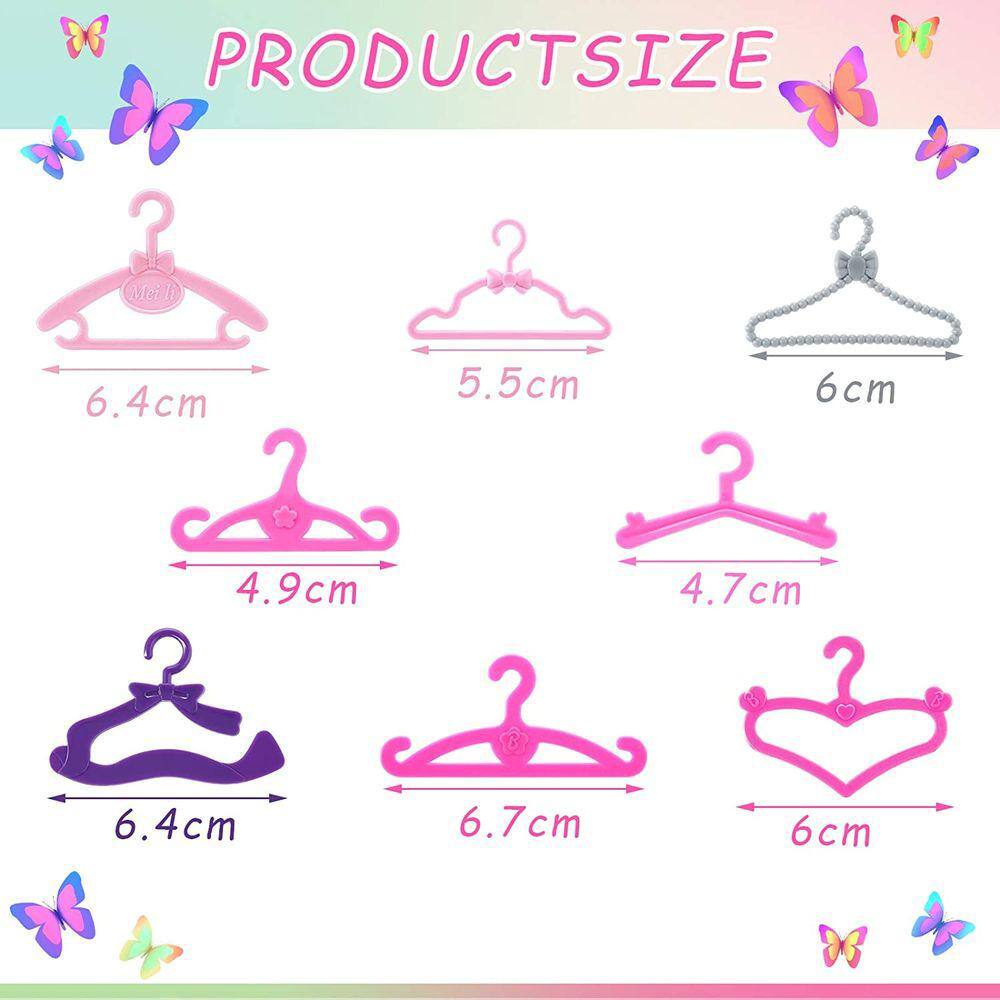100 peças Mini Boneca Roupas Cabides Brinquedos Rosa Cinza Roxo