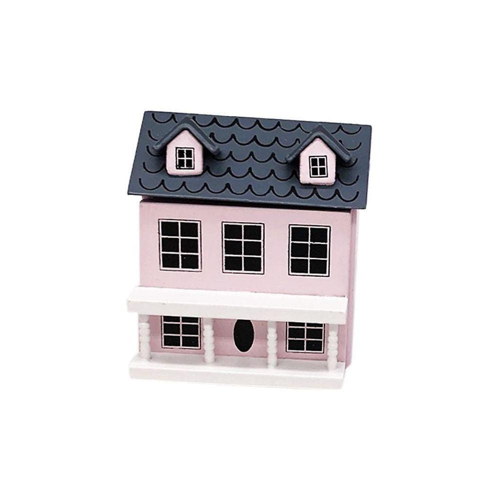 1/12 mini casa de bonecas miniatura villa mini casa com o brinquedo cinzento móvel do telhado